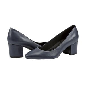 Easy Spirit Womens Navy Blue eFlex Cosma Slip On Pumps Block Heel Size 11W NIB